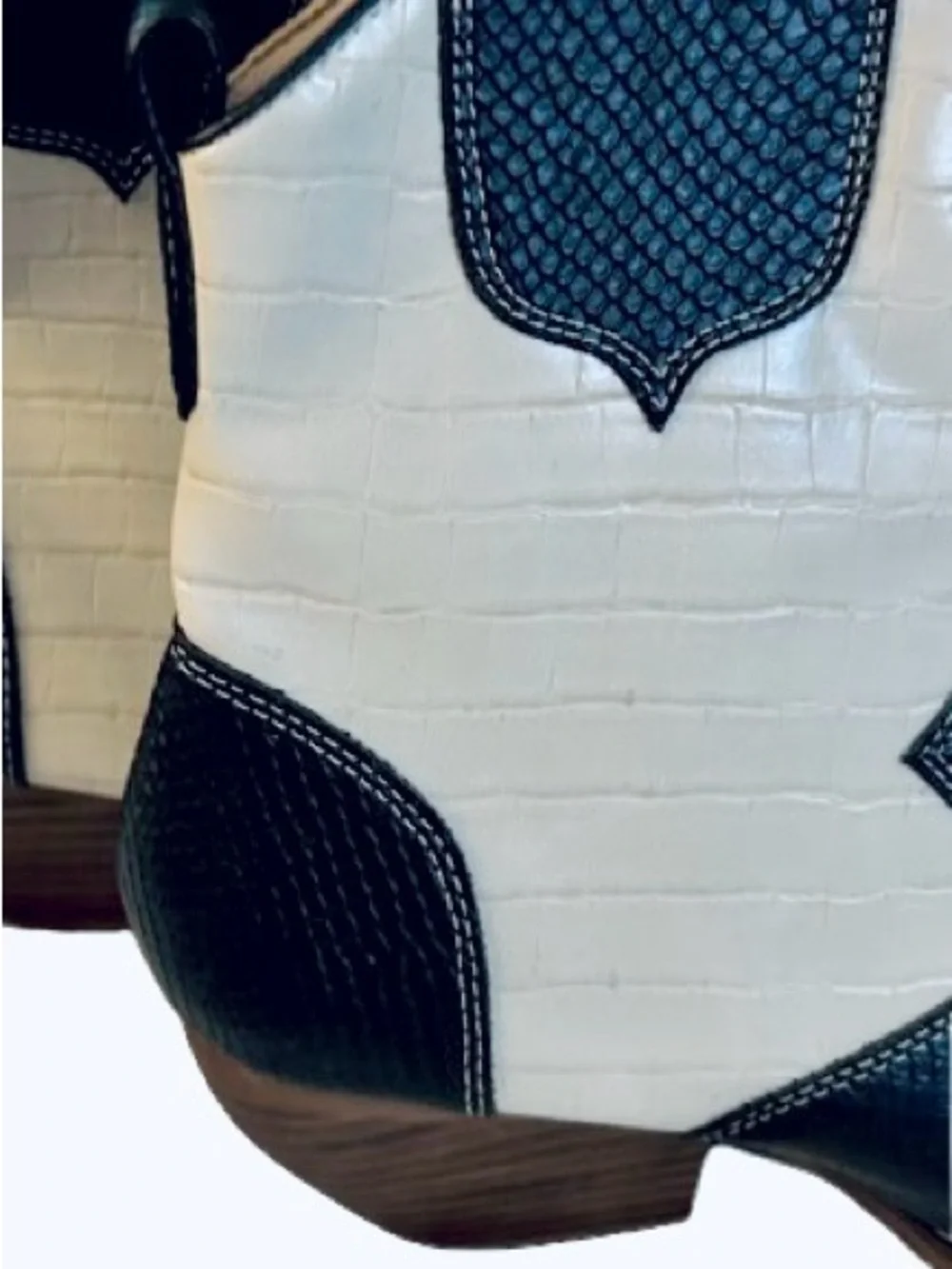 7.5 Country Western Boots Cowgirl ARIDER GIRL Black White Ankle